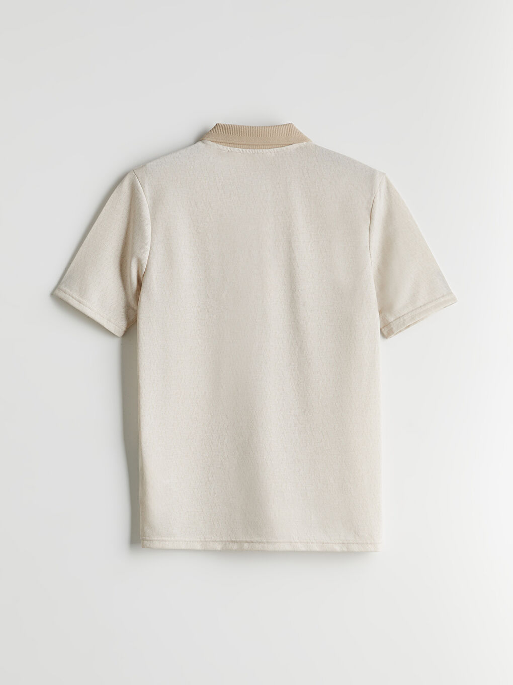 Bej Polo Yaka Merserize Görünümlü Erkek Tişört-9