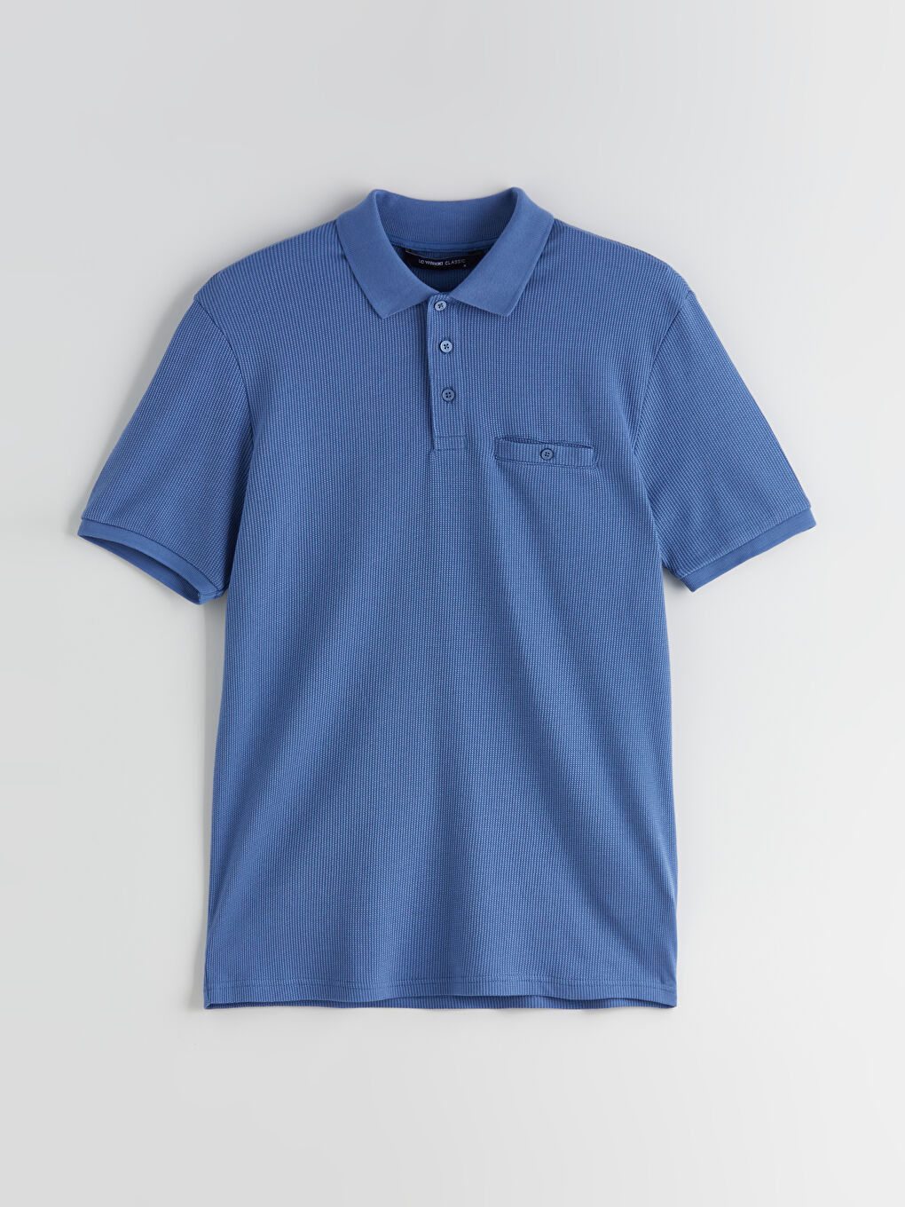 Mavi Polo Yaka Merserize Görünümlü Erkek Tişört-4