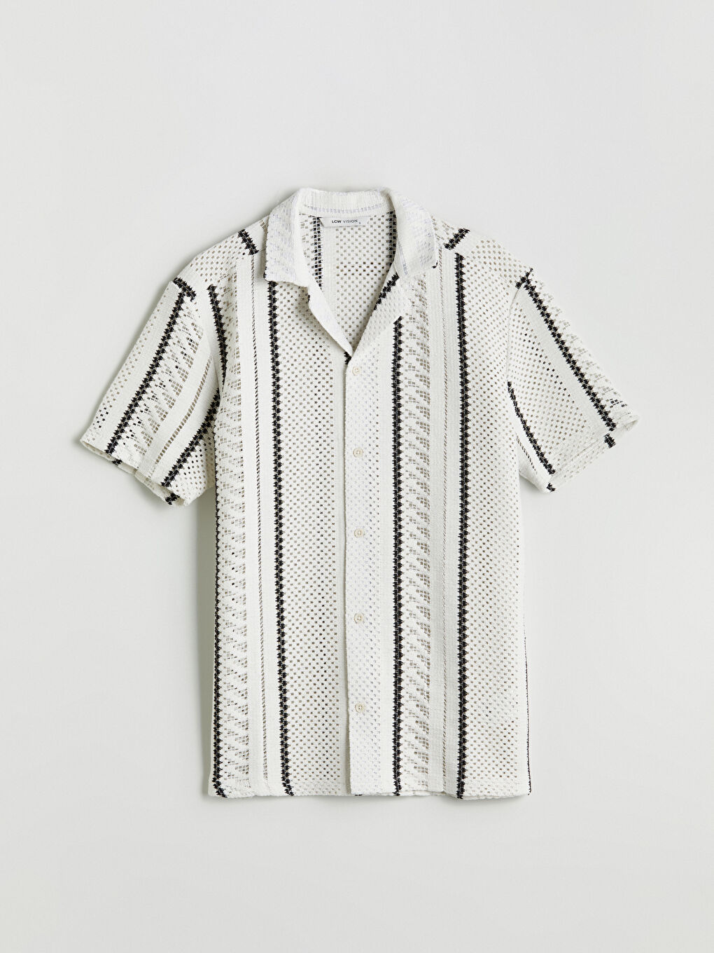 Beyaz Regular Fit Kısa Kollu Desenli Erkek Gömlek-4