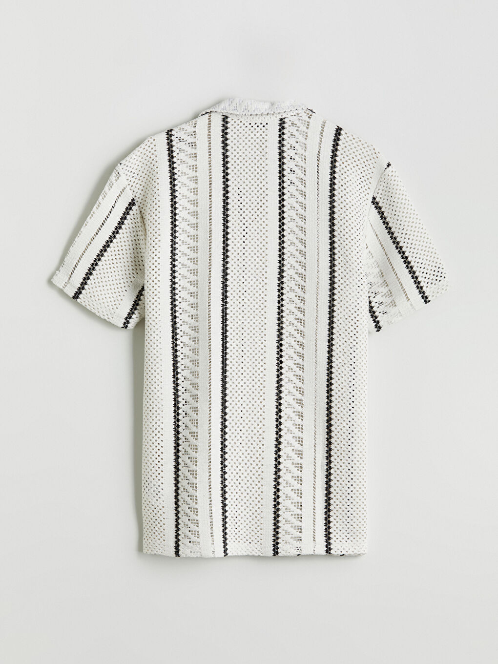 Beyaz Regular Fit Kısa Kollu Desenli Erkek Gömlek-5