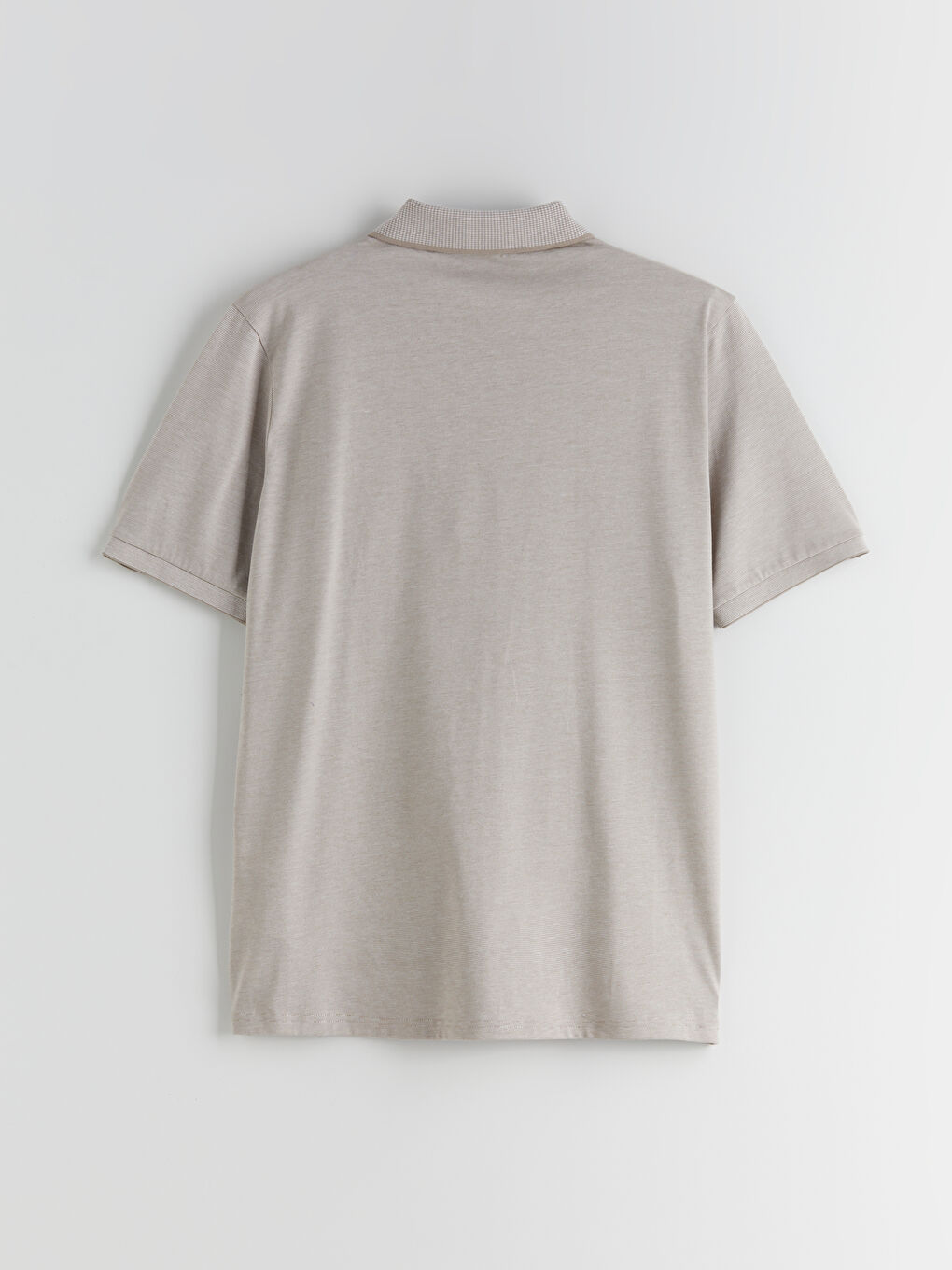 Bej Polo Yaka Çizgili Merserize Görünümlü Erkek Tişört-5