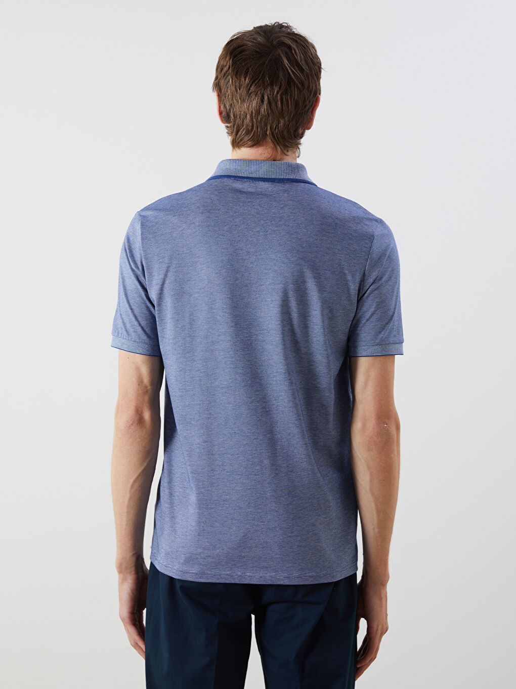 Polo Neck Striped Mercerized-Look Men's T-Shirt-3
