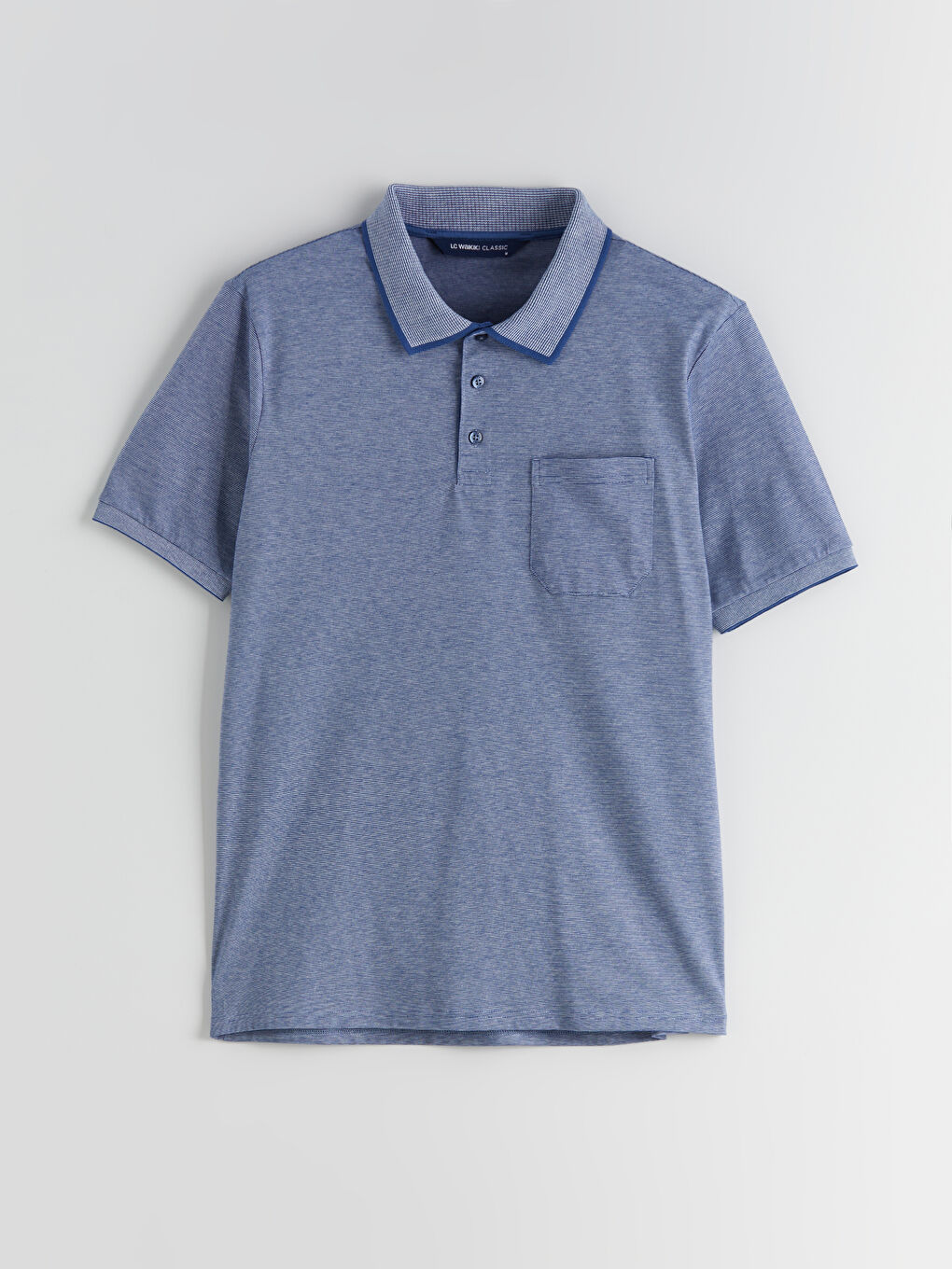 Polo Neck Striped Mercerized-Look Men's T-Shirt-4