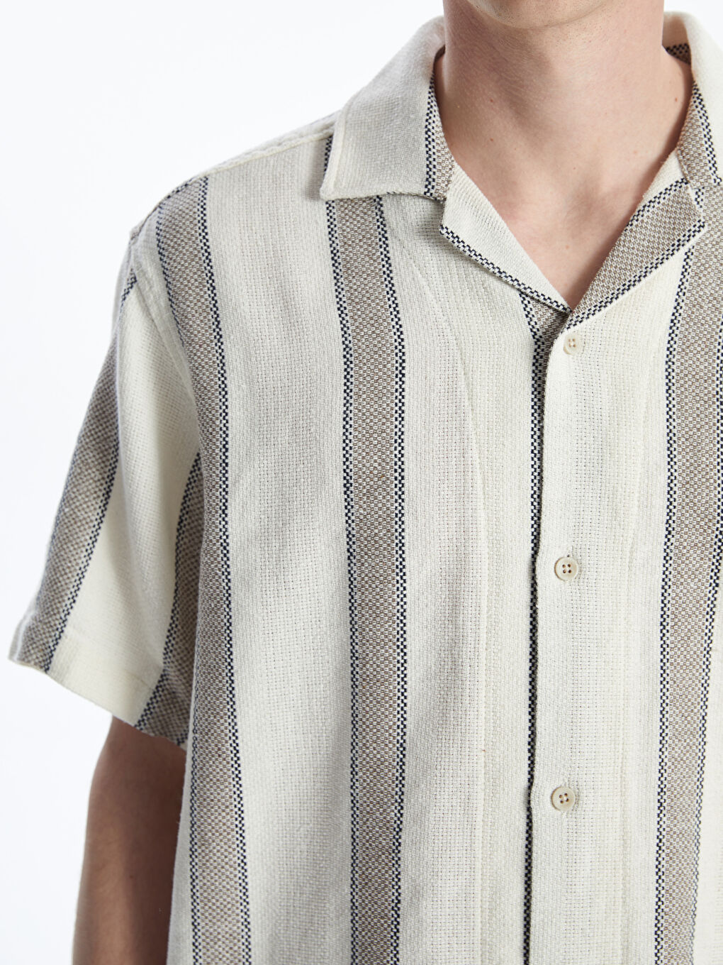 Regular Fit Short Sleeve Striped Men's Shirt -S5FB81Z8-LEA