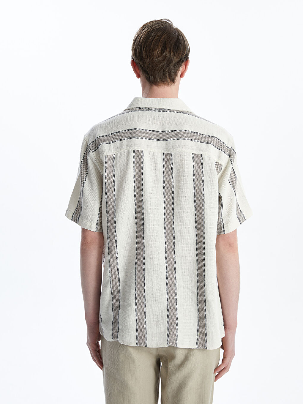 Regular Fit Short Sleeve Striped Men's Shirt -S5FB81Z8-LEA