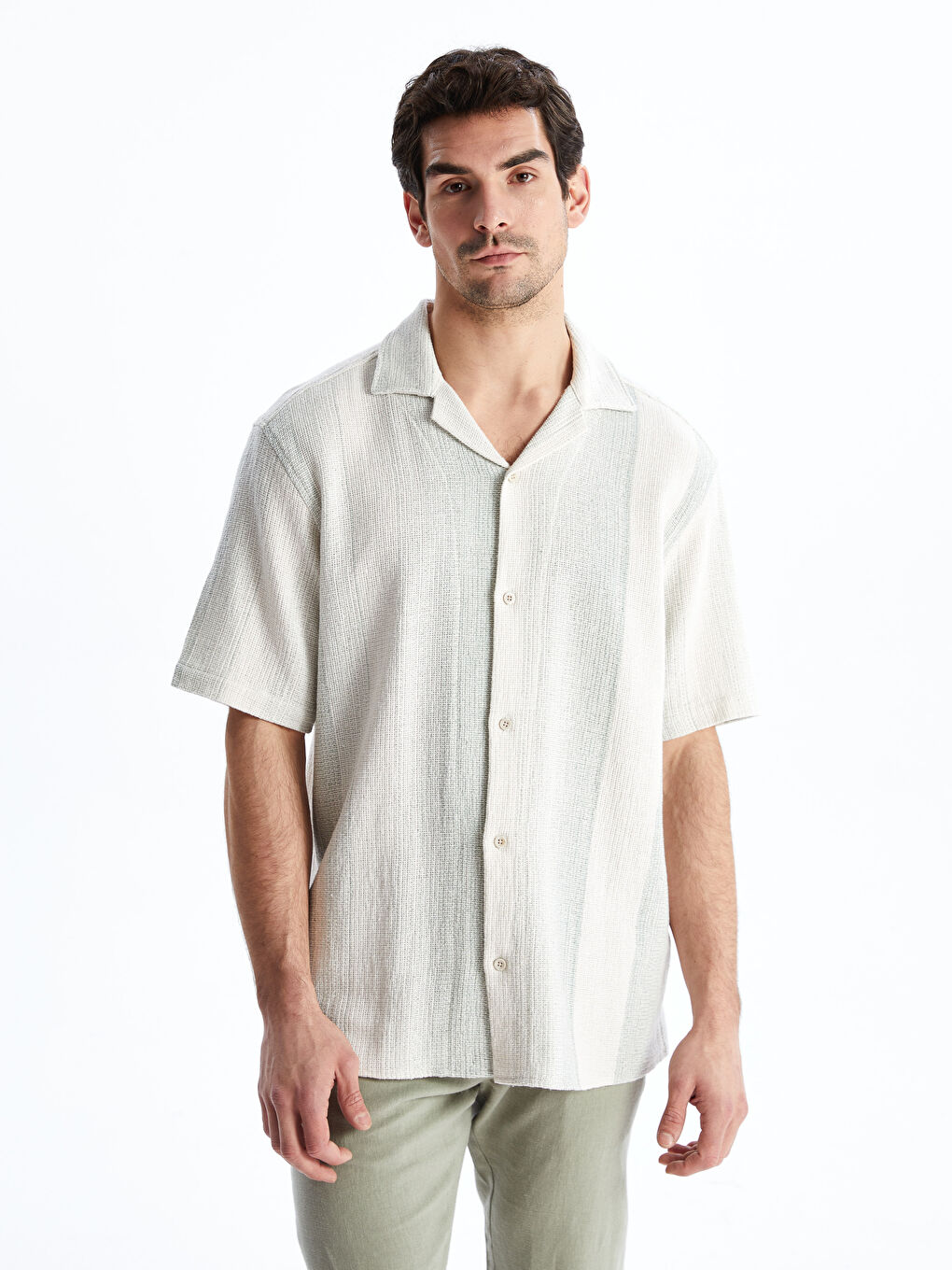 Regular Fit Short Sleeve Striped Men's Shirt -S5FB81Z8-R9J