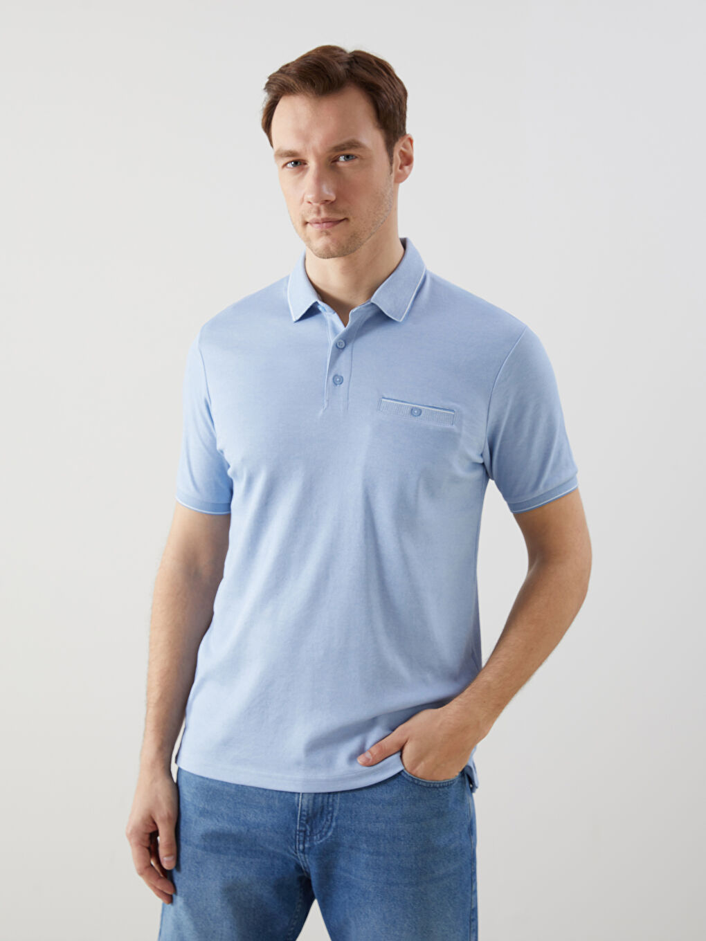 LCWAIKIKI Classic Mavi Polo Yaka Pike Erkek Tişört