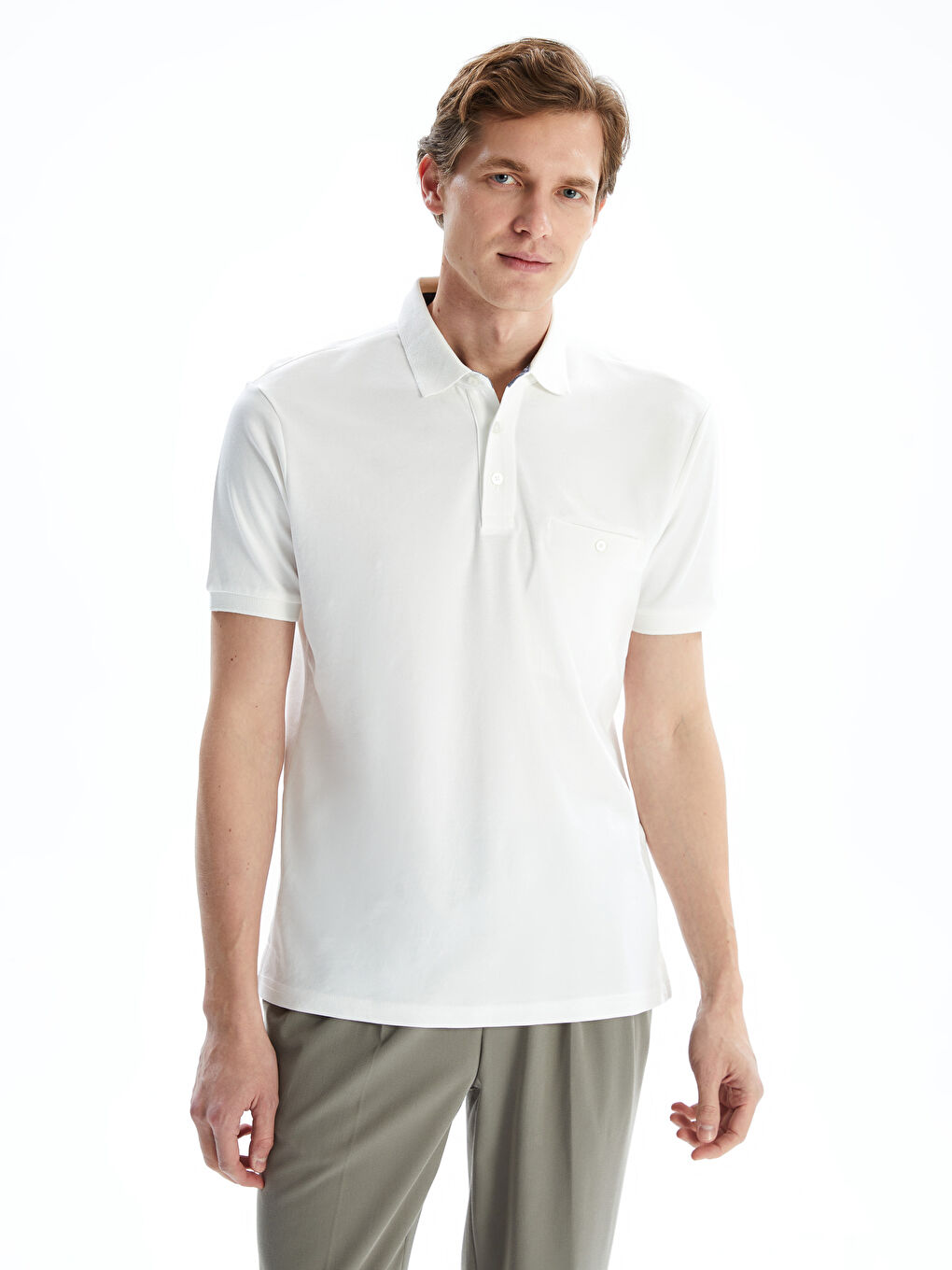 LCWAIKIKI Classic Ekru Polo Yaka Pike Erkek Tişört