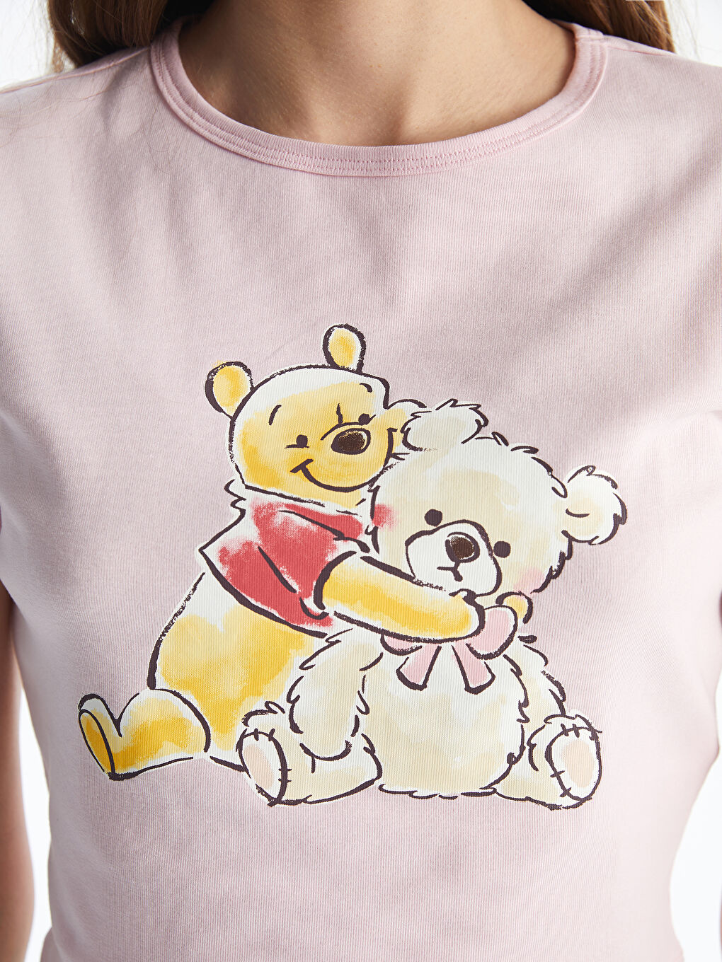 Crew Neck Winnie the Pooh Printed Women's Crop Top -S5FC18Z8-RVQ