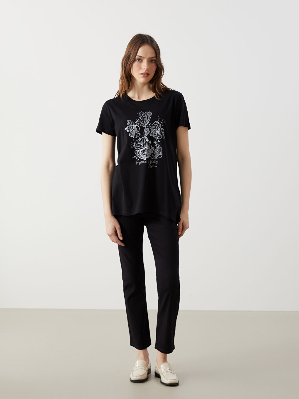 Crew Neck Floral Women's T-Shirt -S5FC39Z8-CVL