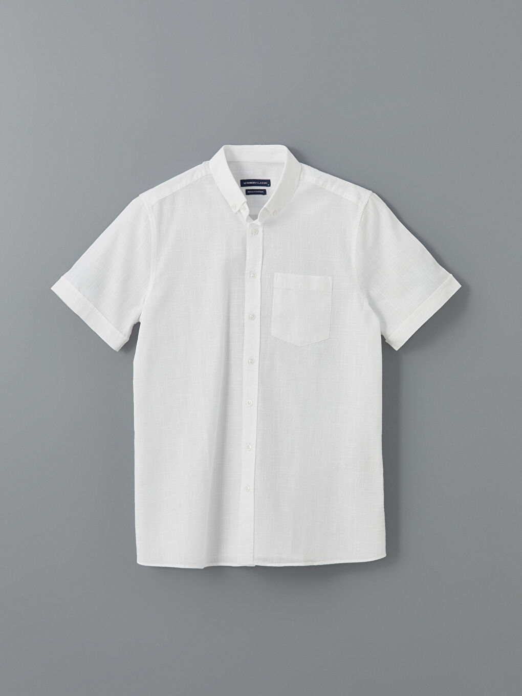 Beyaz Regular Fit Kısa Kollu Armürlü Erkek Gömlek-4