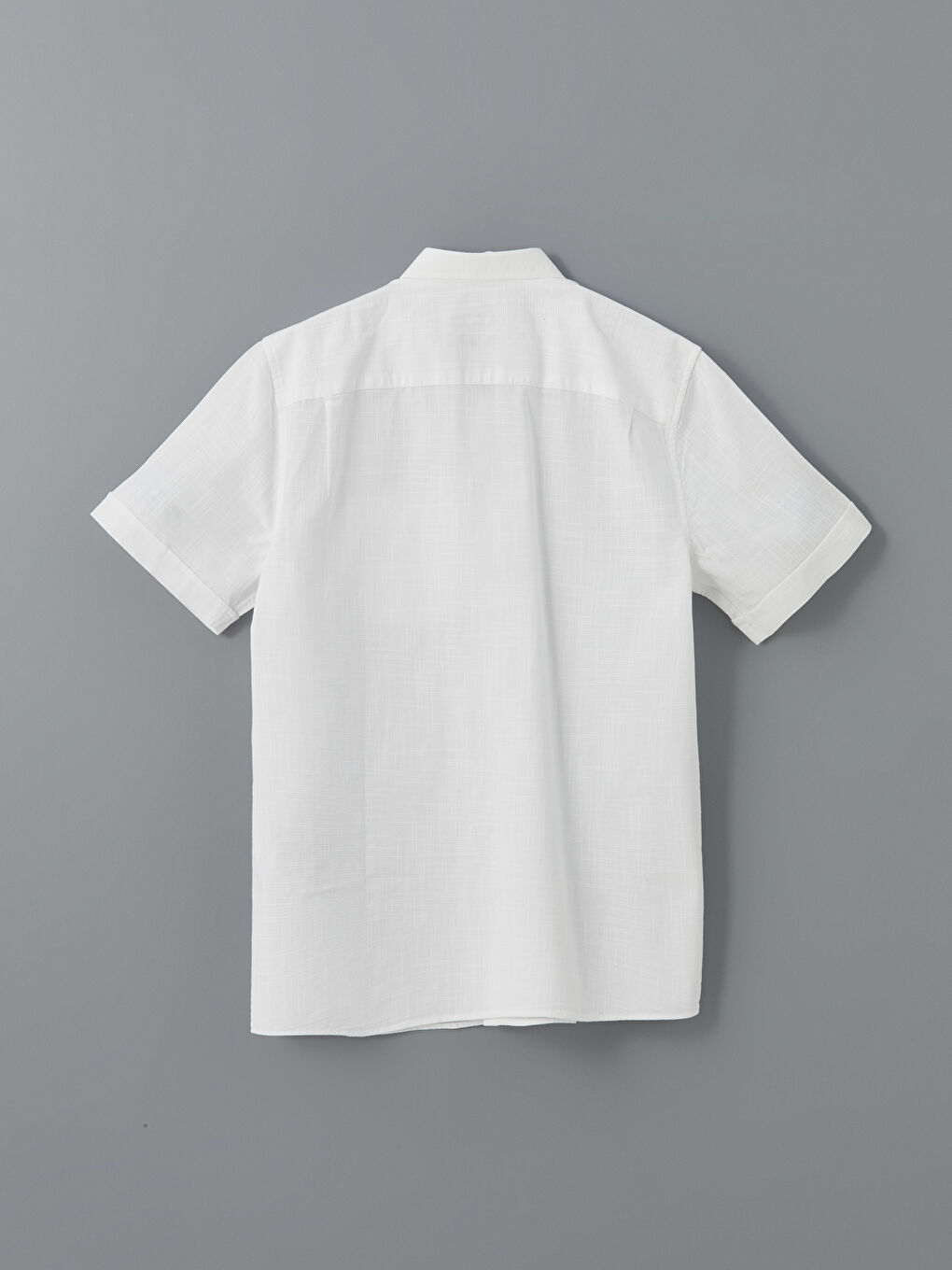 Beyaz Regular Fit Kısa Kollu Armürlü Erkek Gömlek-5