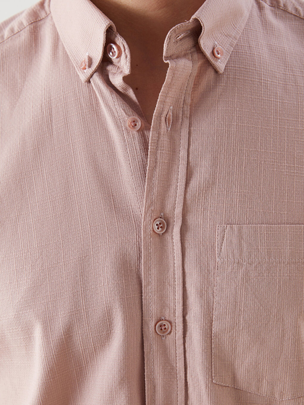 LCWAIKIKI Classic Pembe Regular Fit Kısa Kollu Armürlü Erkek Gömlek - 2