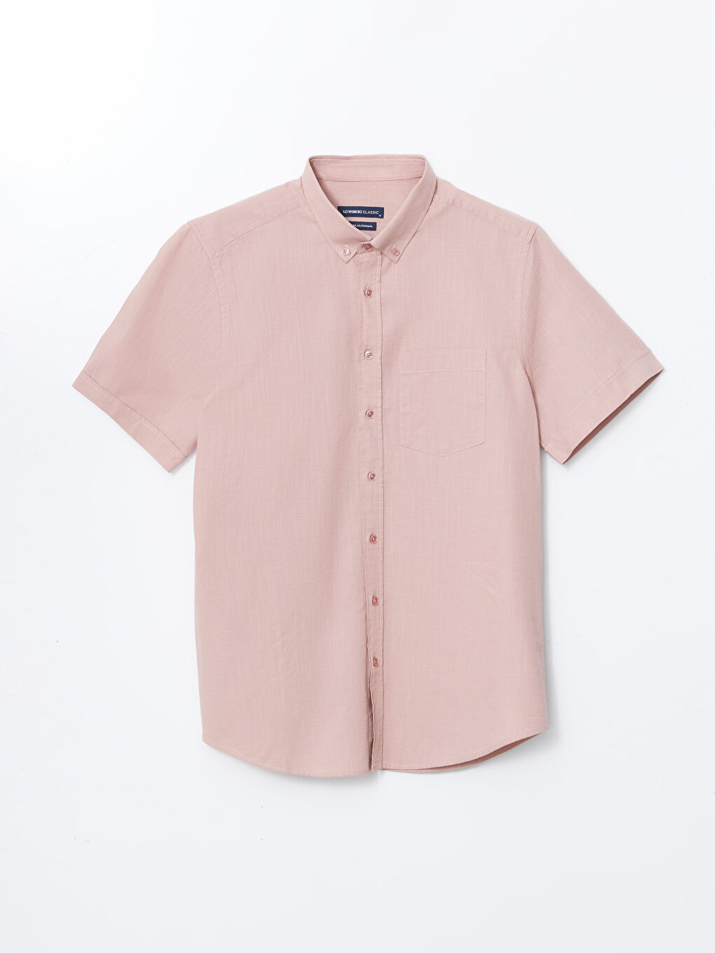 LCWAIKIKI Classic Pembe Regular Fit Kısa Kollu Armürlü Erkek Gömlek - 4