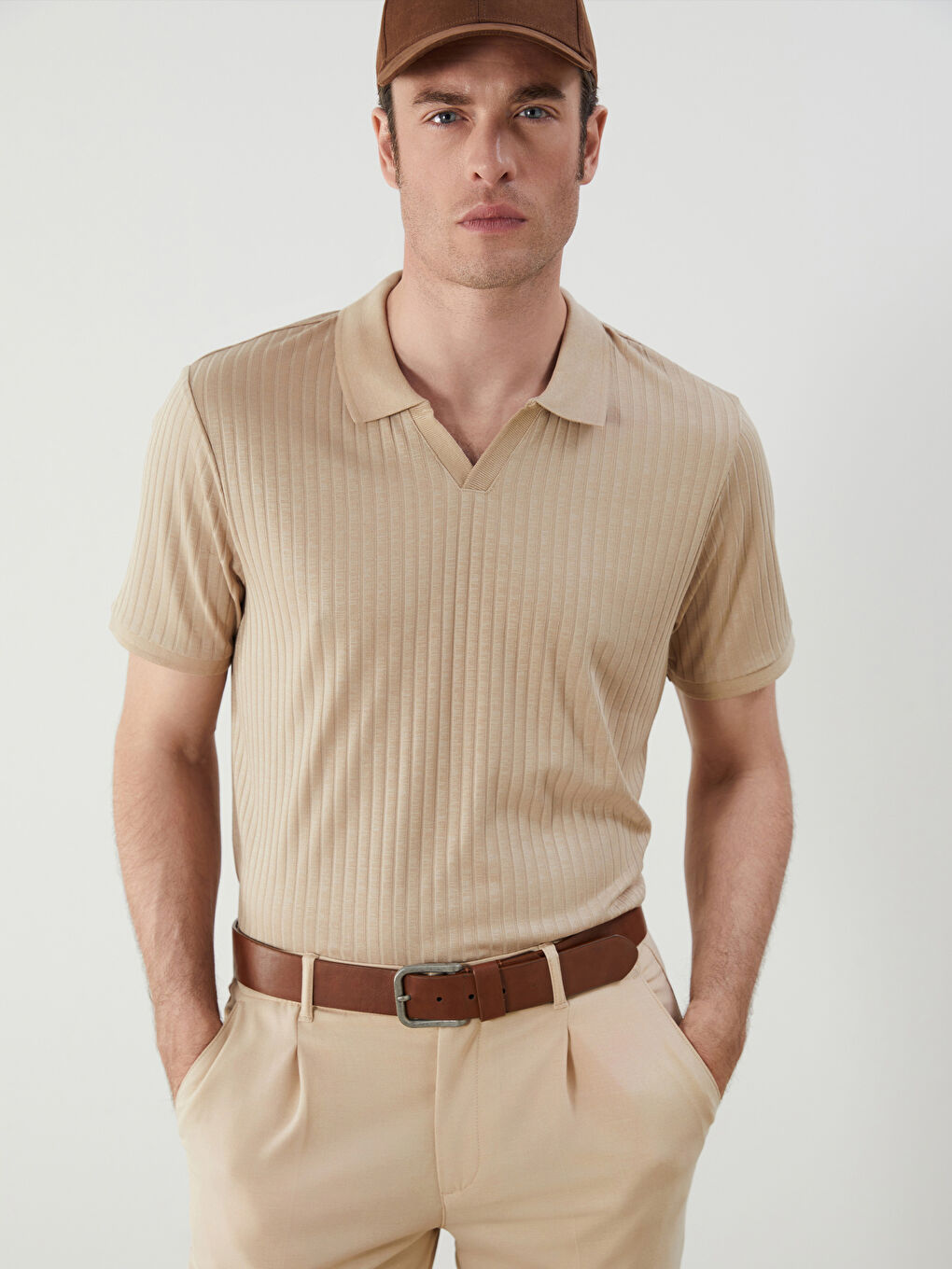 Polo Neck Plain Jersey Men's T-Shirt -S5FC69Z8-FHL