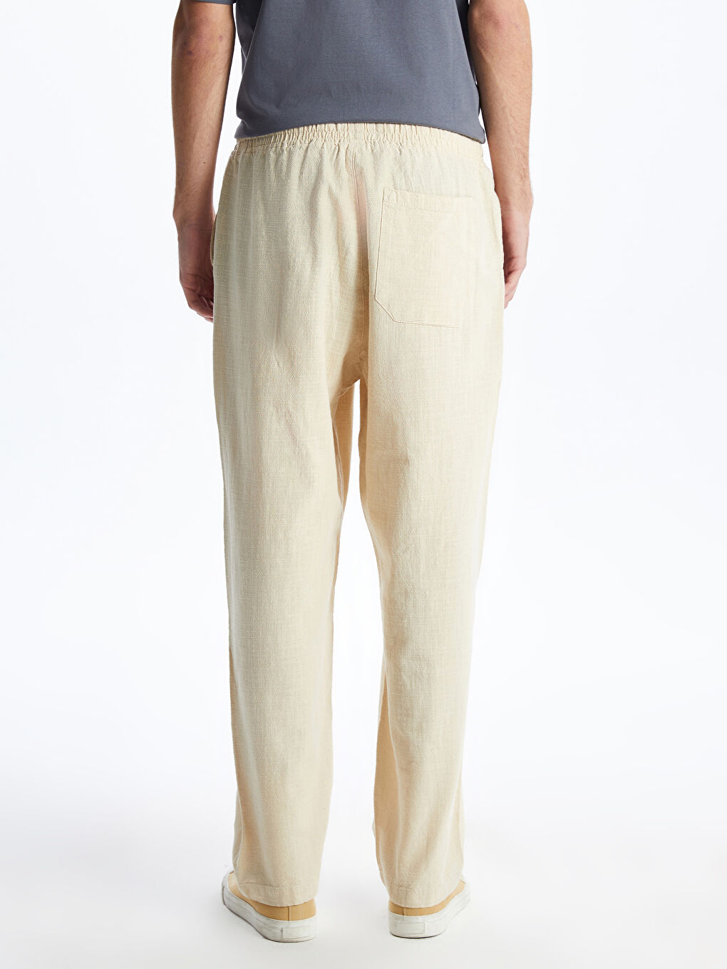 بنطلون رجالي مريح وواسع شوية بلمسة كتان-7