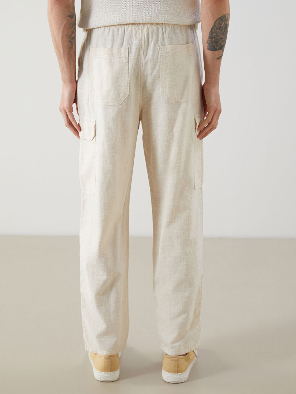 Relaxed Fit Linen Look Men's Trousers -S5FC76Z8-FT0