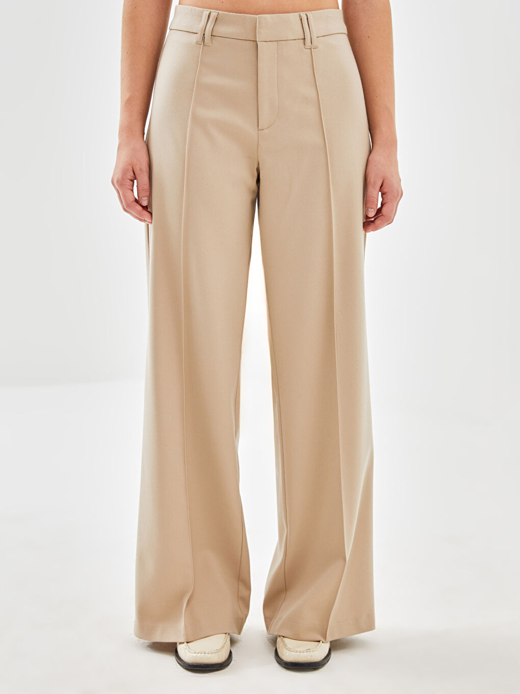 Slim Fit Wide Leg Women's Trousers -S5FC80Z8-FGB