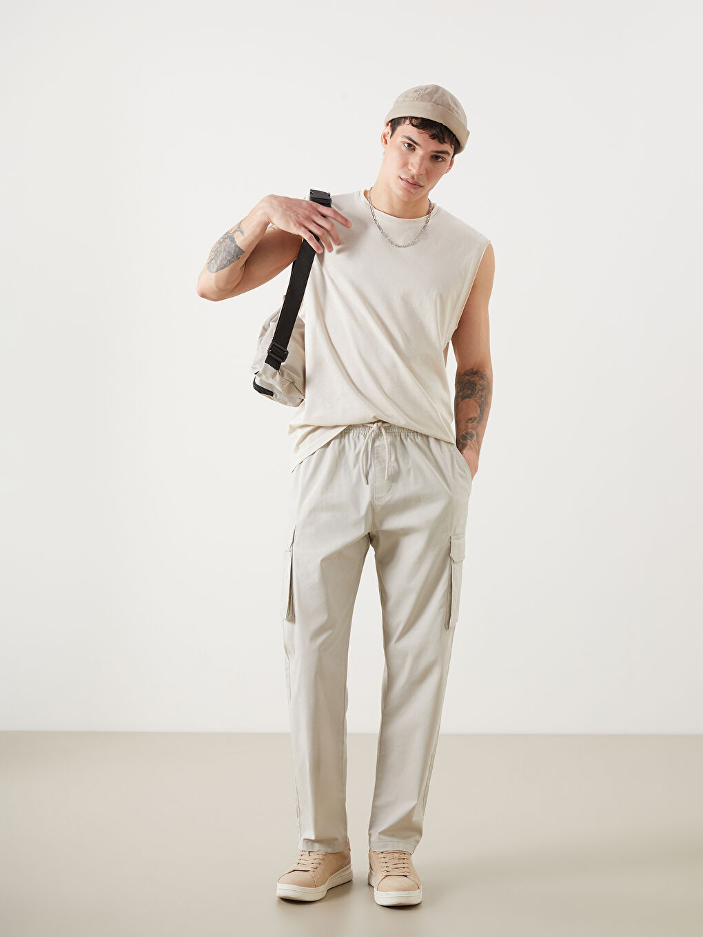 Loose Fit Poplin Men's Cargo Trousers -S5FC81Z8-RST