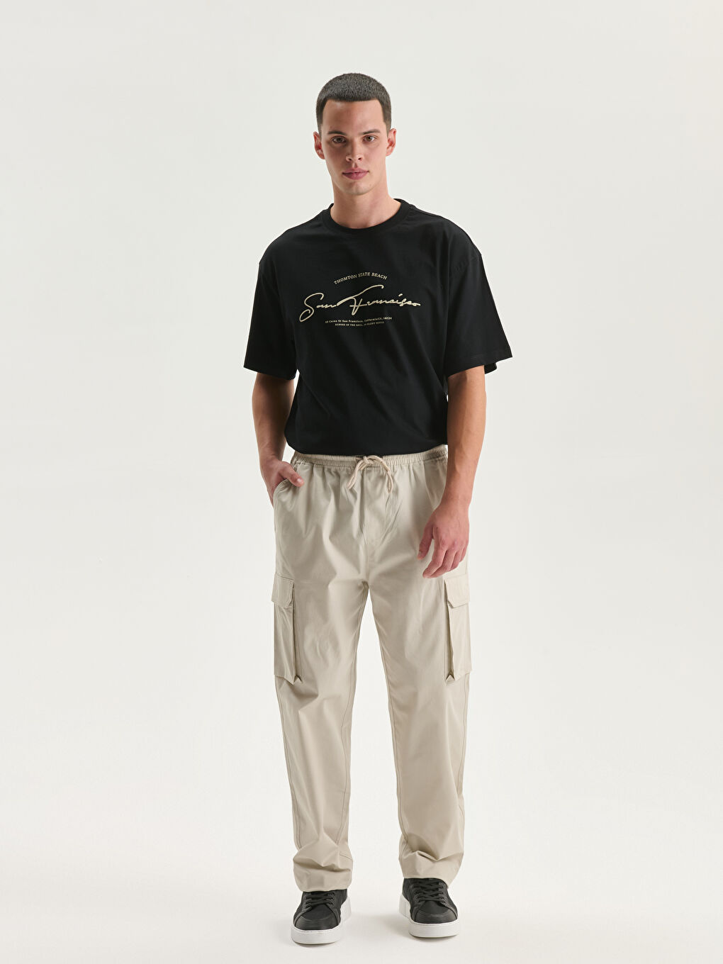 XSIDE Opušteni kroj Poplin Muške Cargo Pantalone -S5FC81Z8-RST