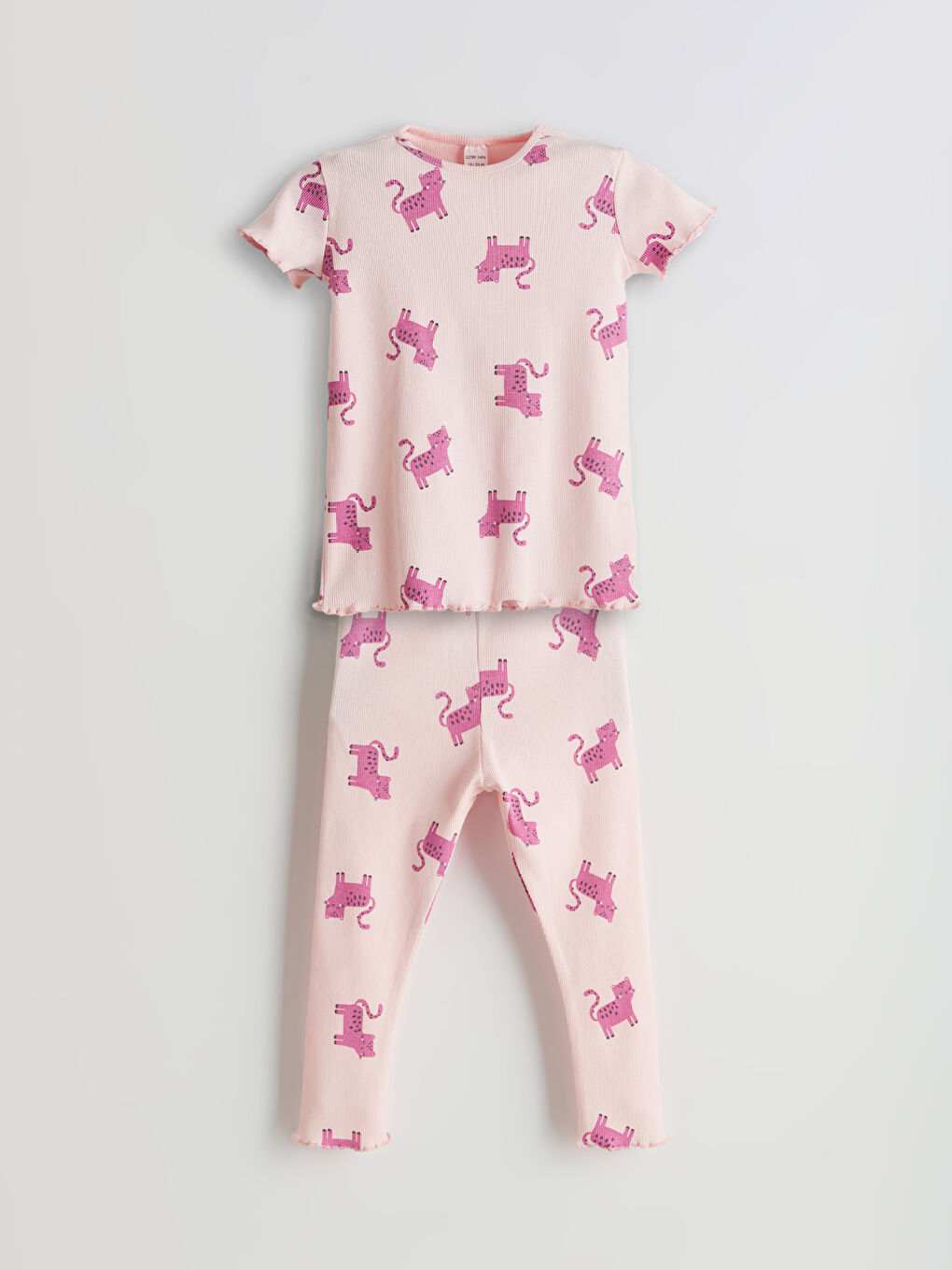 طقم بيجامة مطبوع بياقة دائرية للبنات الرضع