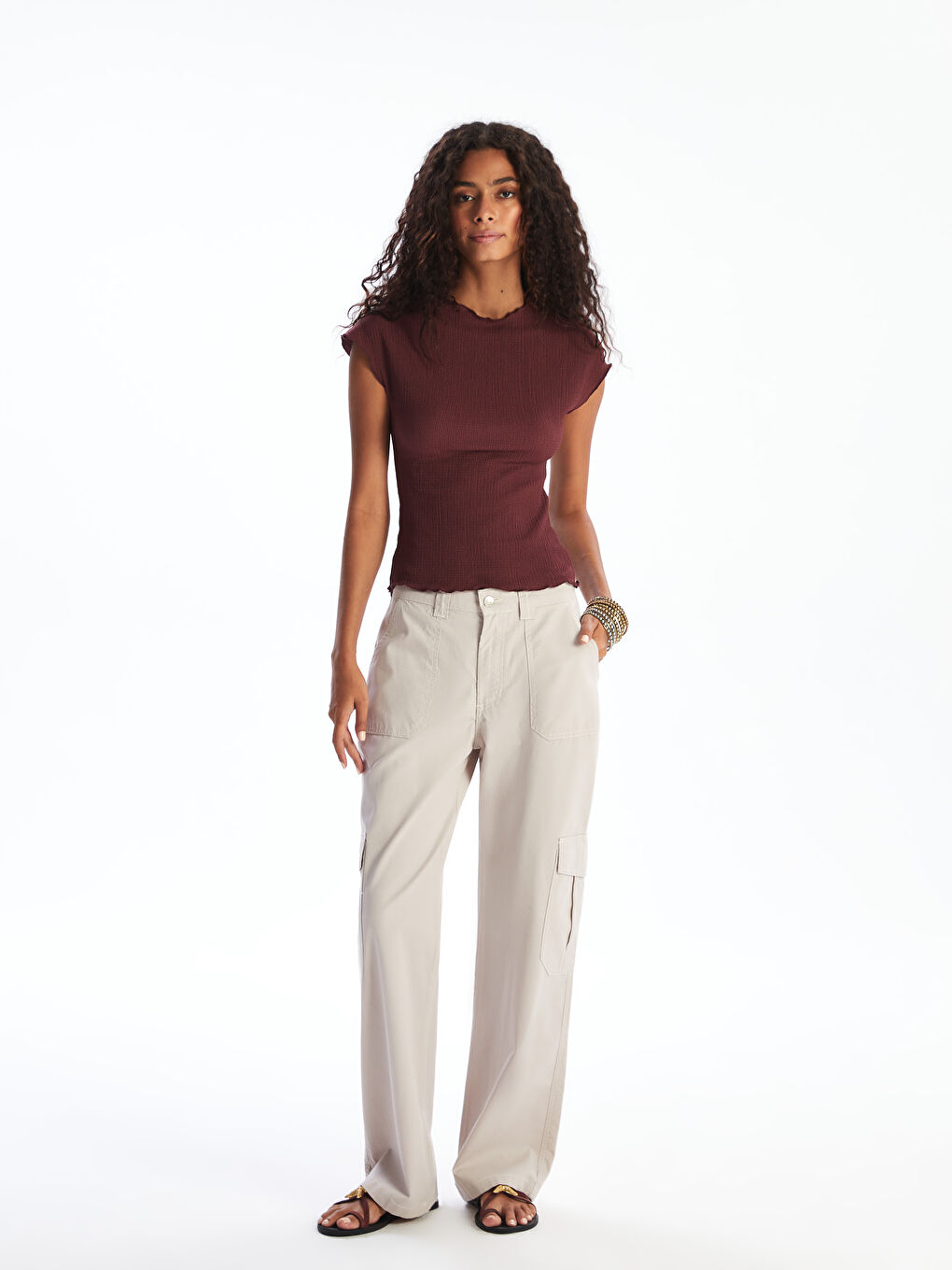 LC Waikiki Standard Fit Gabardine Women's Cargo Trousers -S5FC88Z8-FKQ