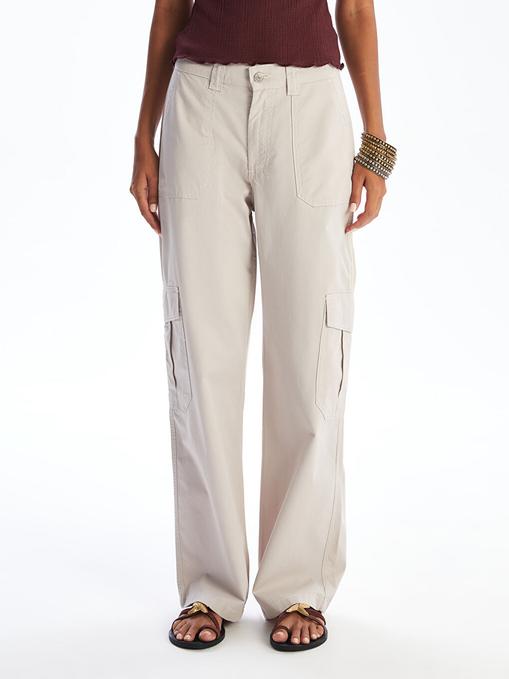 LC Waikiki Standard Fit Gabardine Women's Cargo Trousers -S5FC88Z8-FKQ
