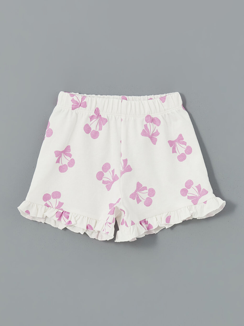 Ekru Baskılı Kız Çocuk Şort