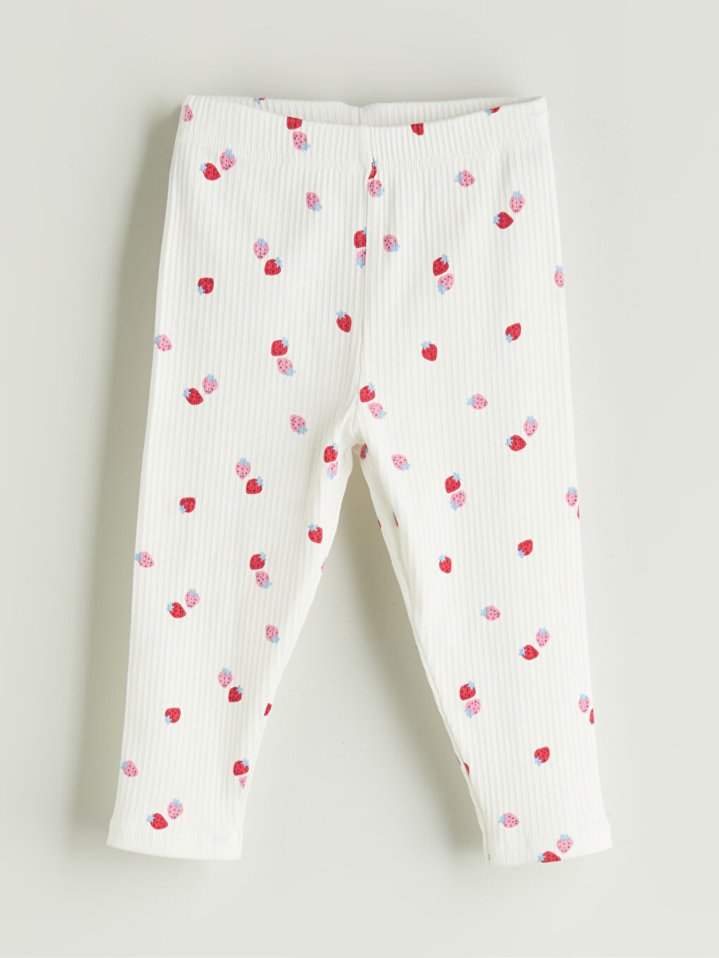 Ekru Kalp Desenli Kız Çocuk Tayt