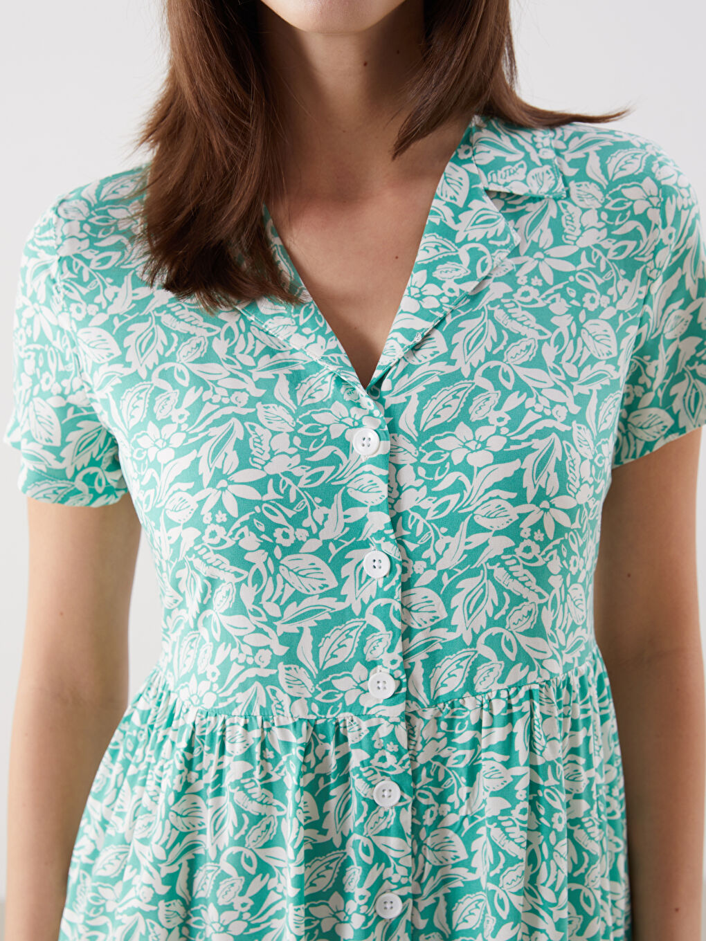 LCW Comfort Floral Shirt Dress -S5FD61Z8-LRR