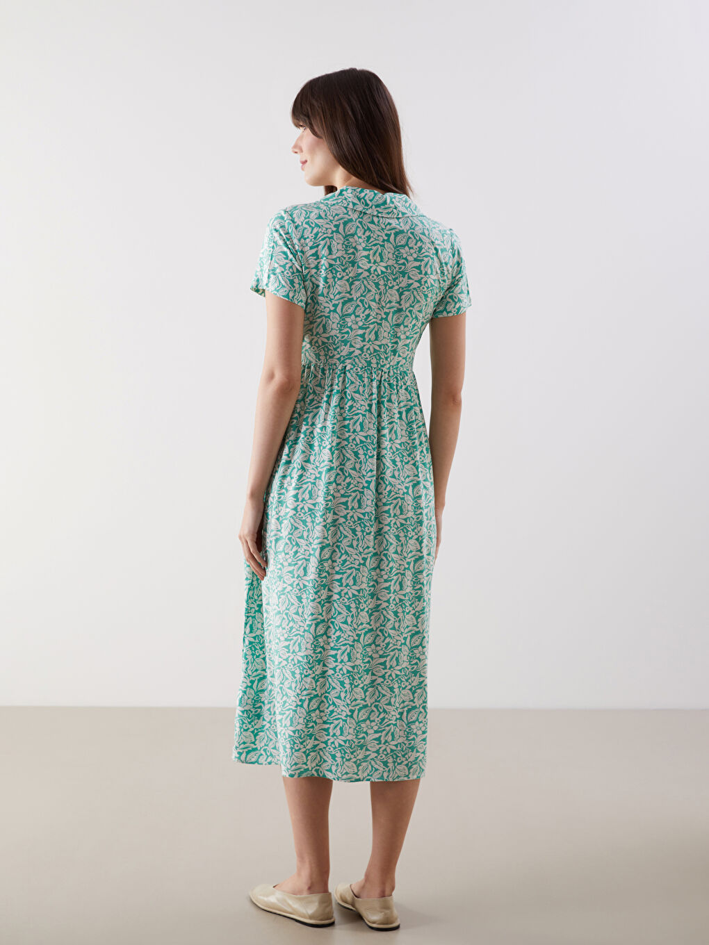 LCW Comfort Floral Shirt Dress -S5FD61Z8-LRR