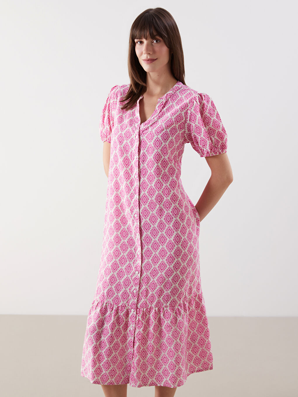LCW Comfort Woman FUCHSIA Shirt Dress -S5FD64Z8-LRC