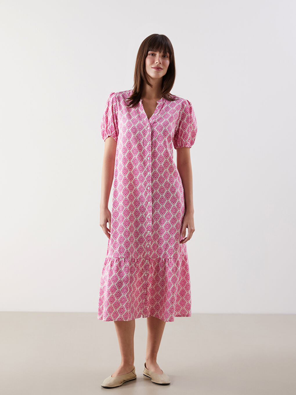 LCW Comfort Woman FUCHSIA Shirt Dress -S5FD64Z8-LRC