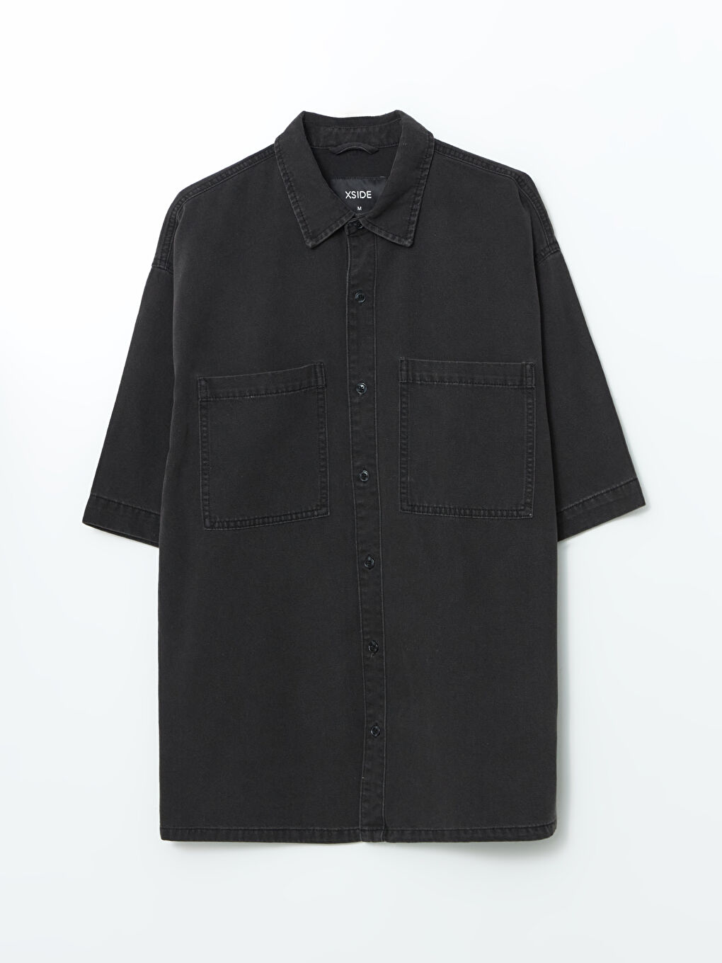 Relaxed Fit Short Sleeve Men's Denim Shirt-4