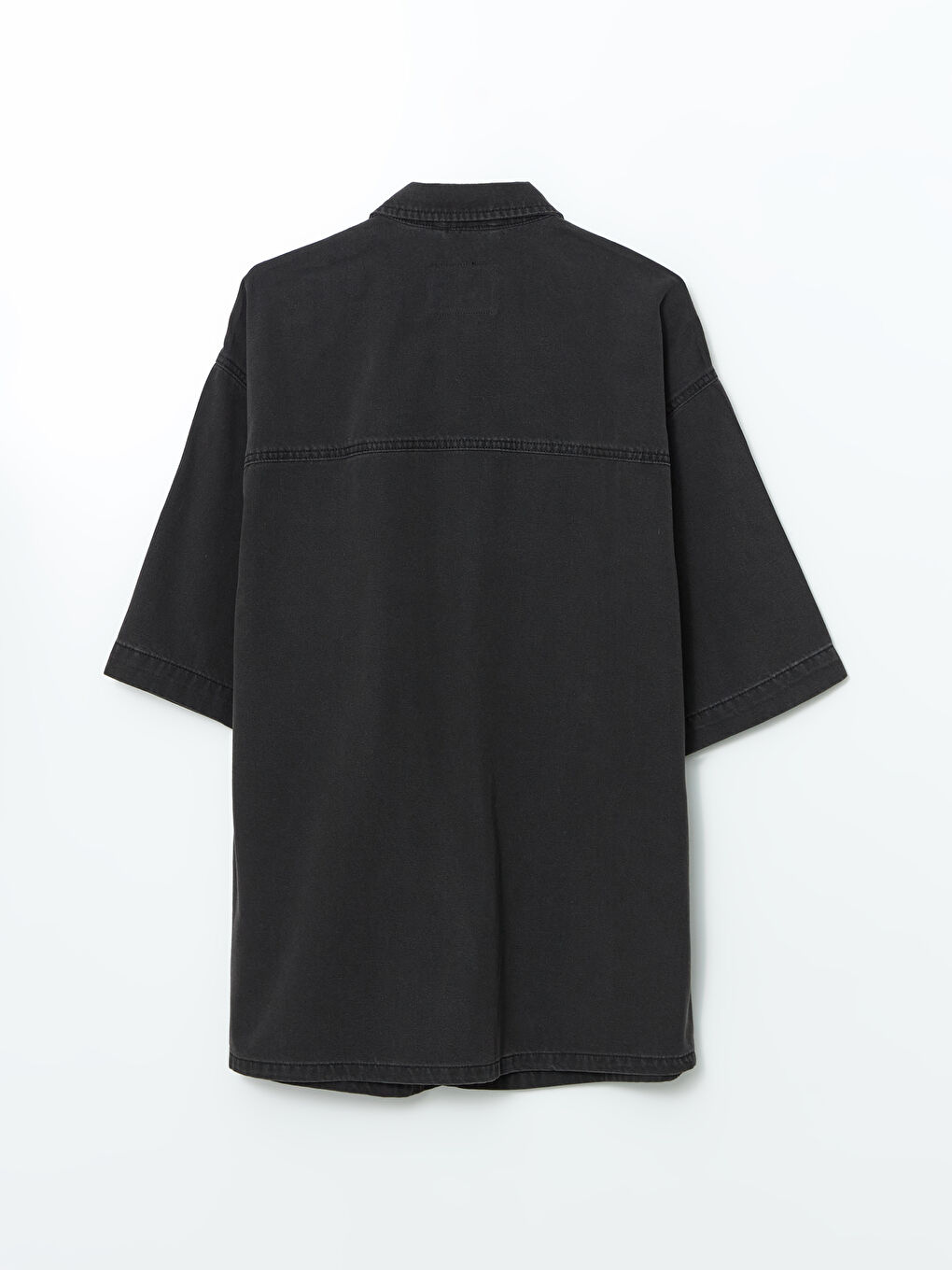 Relaxed Fit Short Sleeve Men's Denim Shirt-5