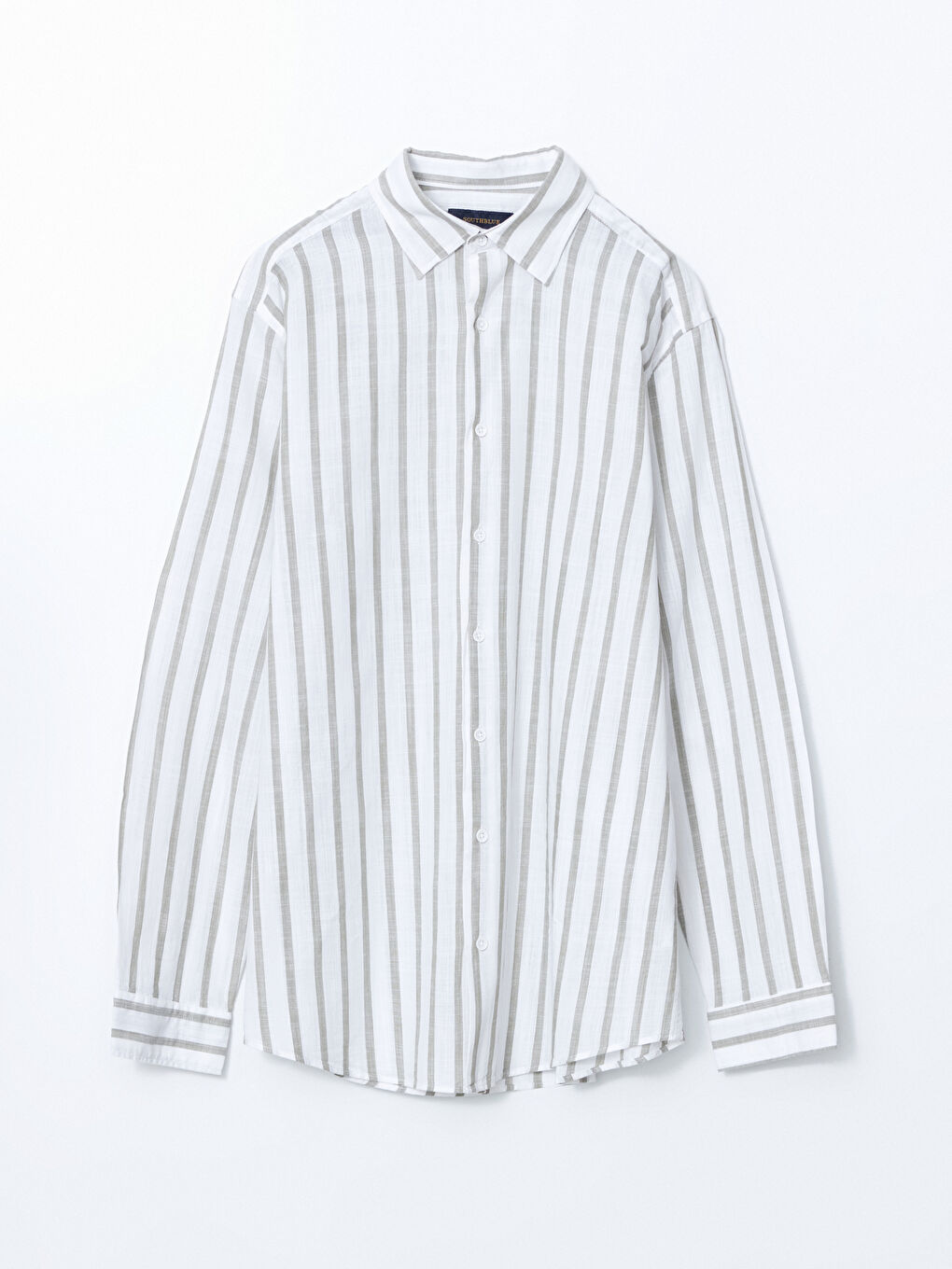 Yeşil Slim Fit Uzun Kollu Çizgili Poplin Erkek Gömlek-4