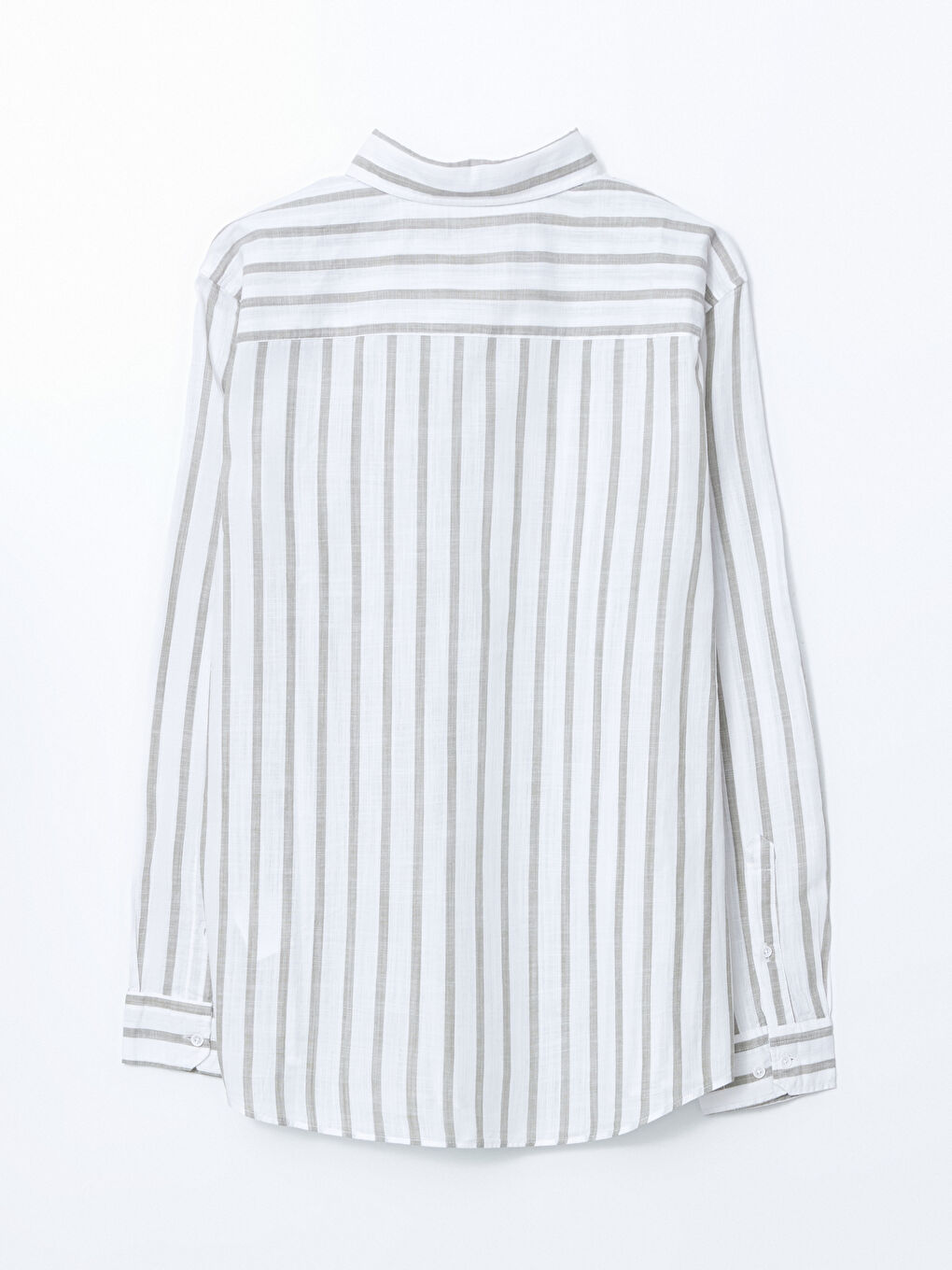 Yeşil Slim Fit Uzun Kollu Çizgili Poplin Erkek Gömlek-5