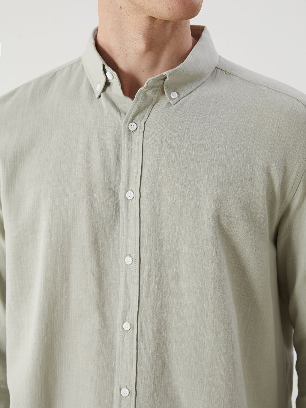 Yeşil Slim Fit Uzun Kollu Armürlü Erkek Gömlek-2