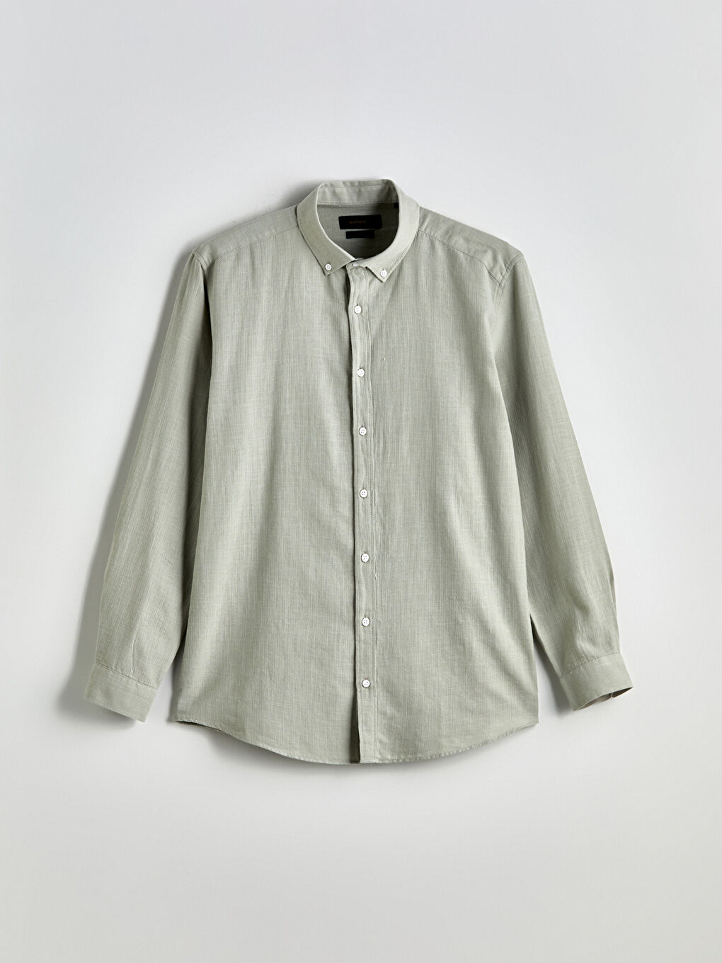 Yeşil Slim Fit Uzun Kollu Armürlü Erkek Gömlek-4