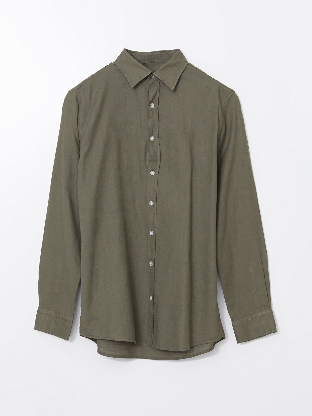 Yeşil Slim Fit Uzun Kollu Armürlü Erkek Gömlek-4