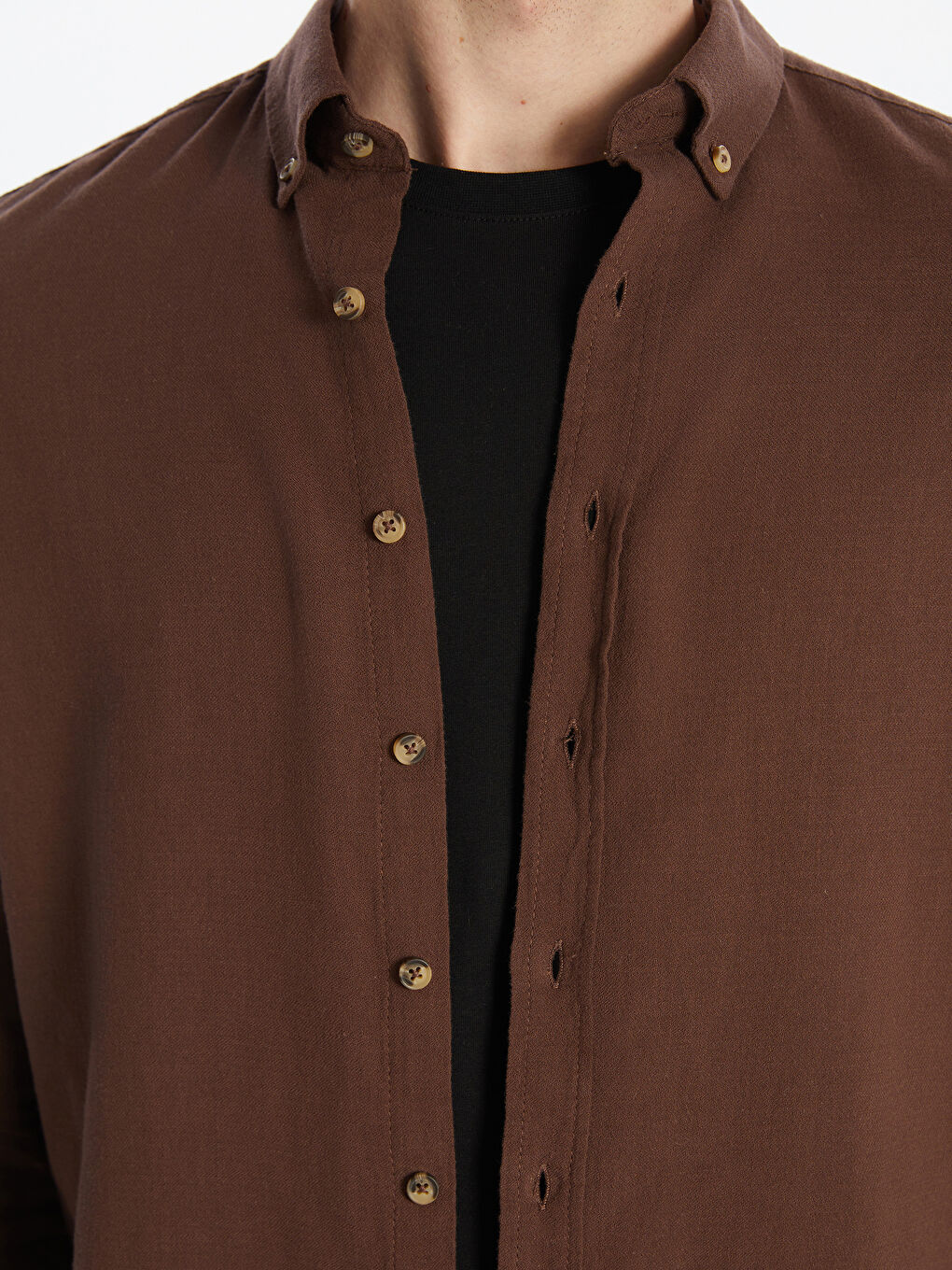 LCW Vision Slim Fit Long Sleeve Dobby Men's Shirt -S5FD87Z8-YHF