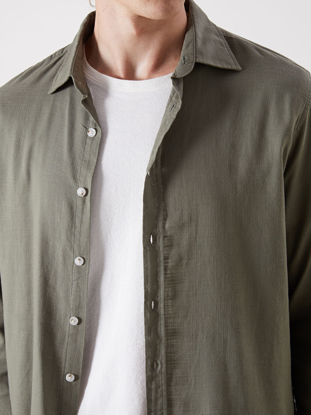 Yeşil Slim Fit Uzun Kollu Armürlü Erkek Gömlek-2