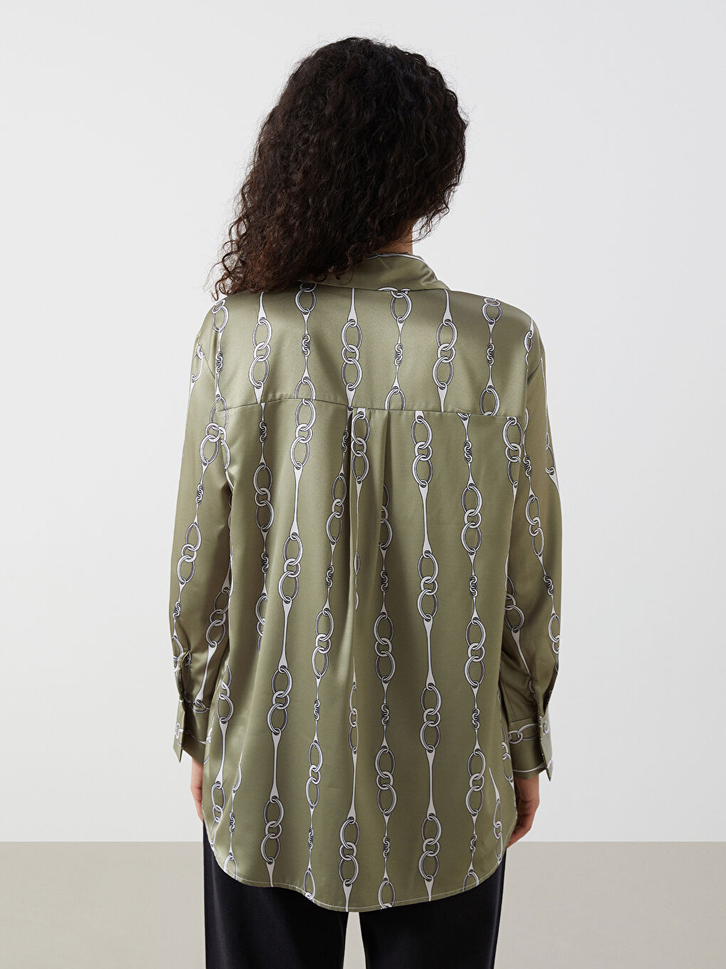 LCW Modest Patterned Satin Women's Shirt Tunic -S5FE21Z8-LRR