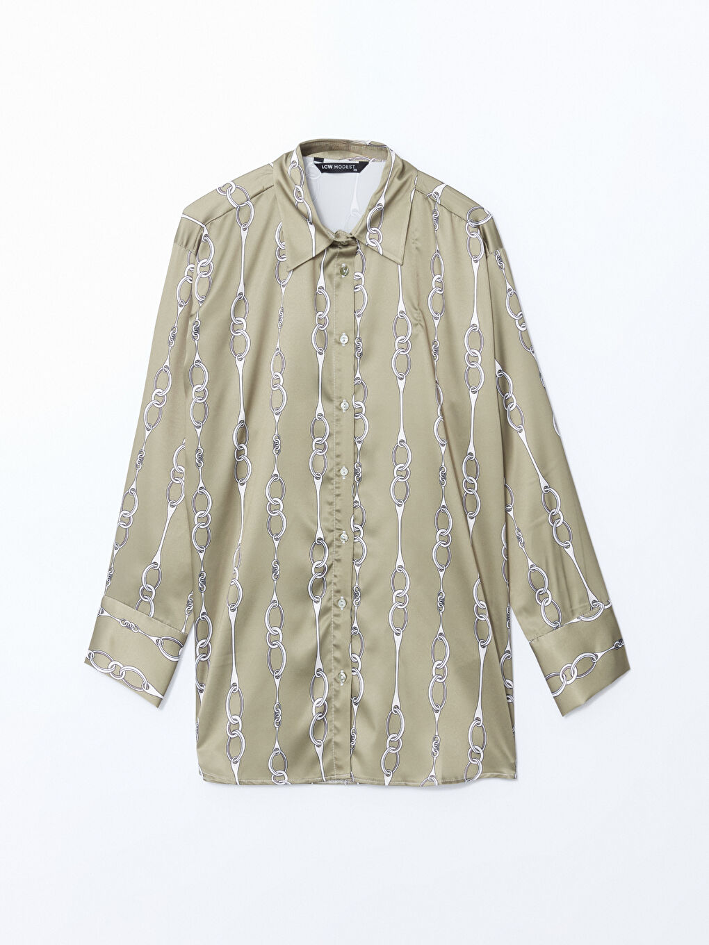 LCW Modest Patterned Satin Women's Shirt Tunic -S5FE21Z8-LRR