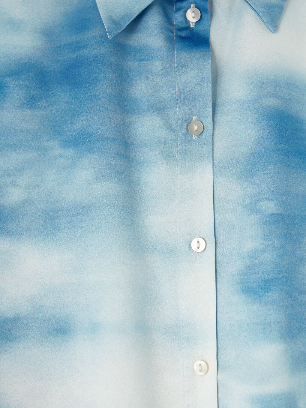 Mavi Batik Saten Kadın Gömlek Tunik-6