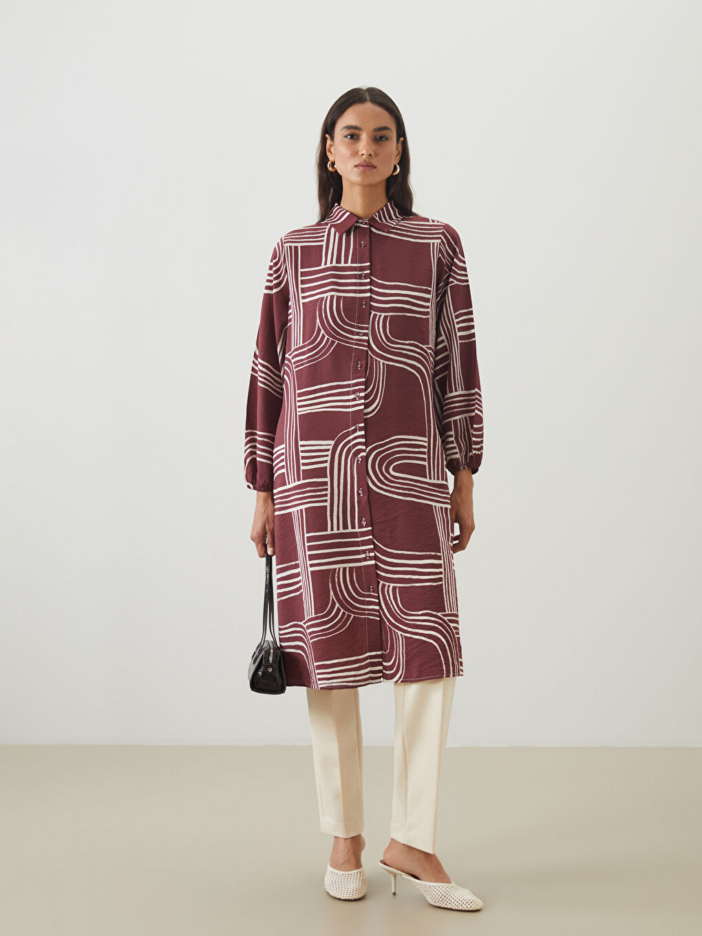LCW Modest Patterned Women's Shirt Tunic -S5FE23Z8-LQY