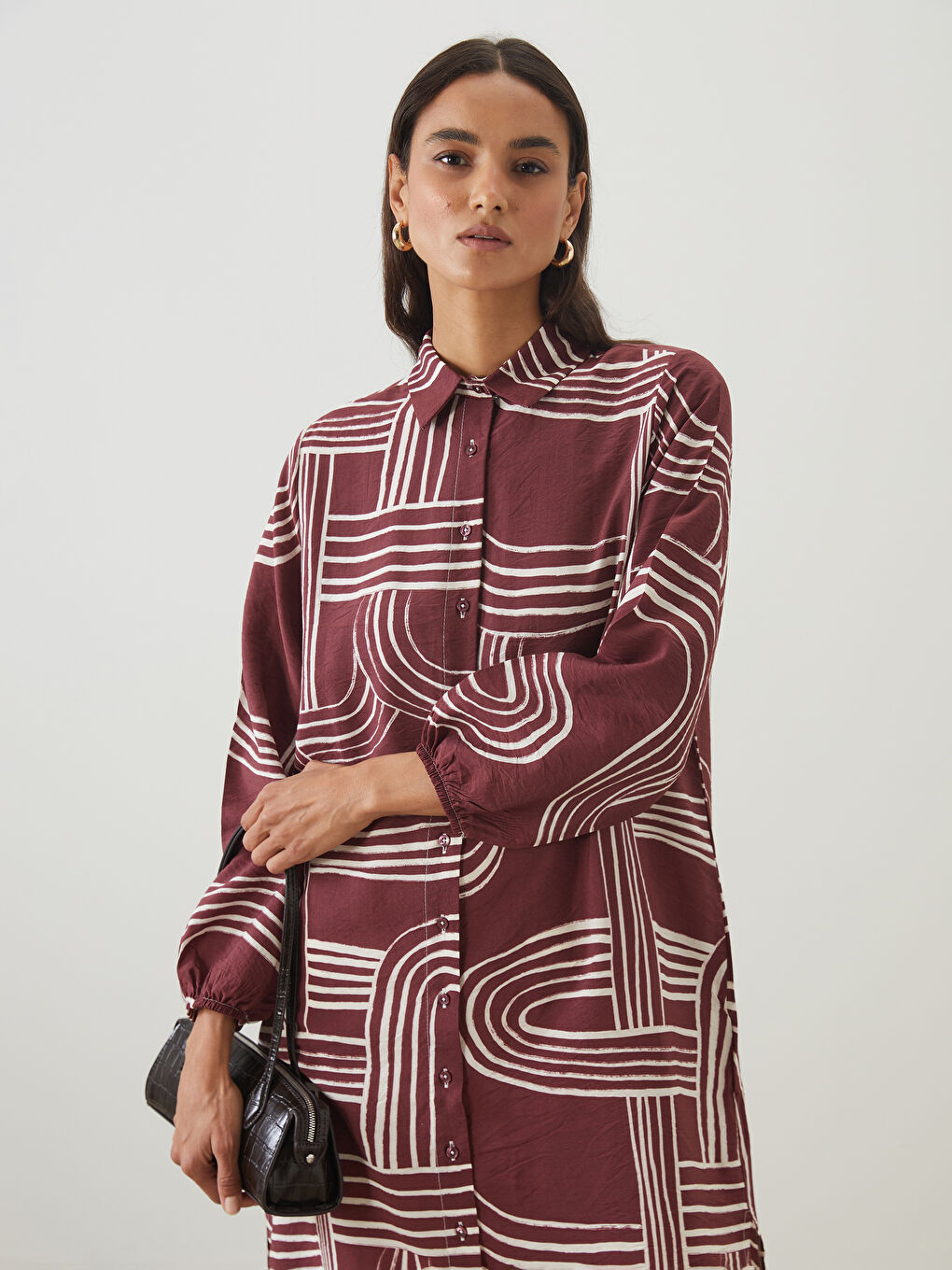 LCW Modest Patterned Women's Shirt Tunic -S5FE23Z8-LQY