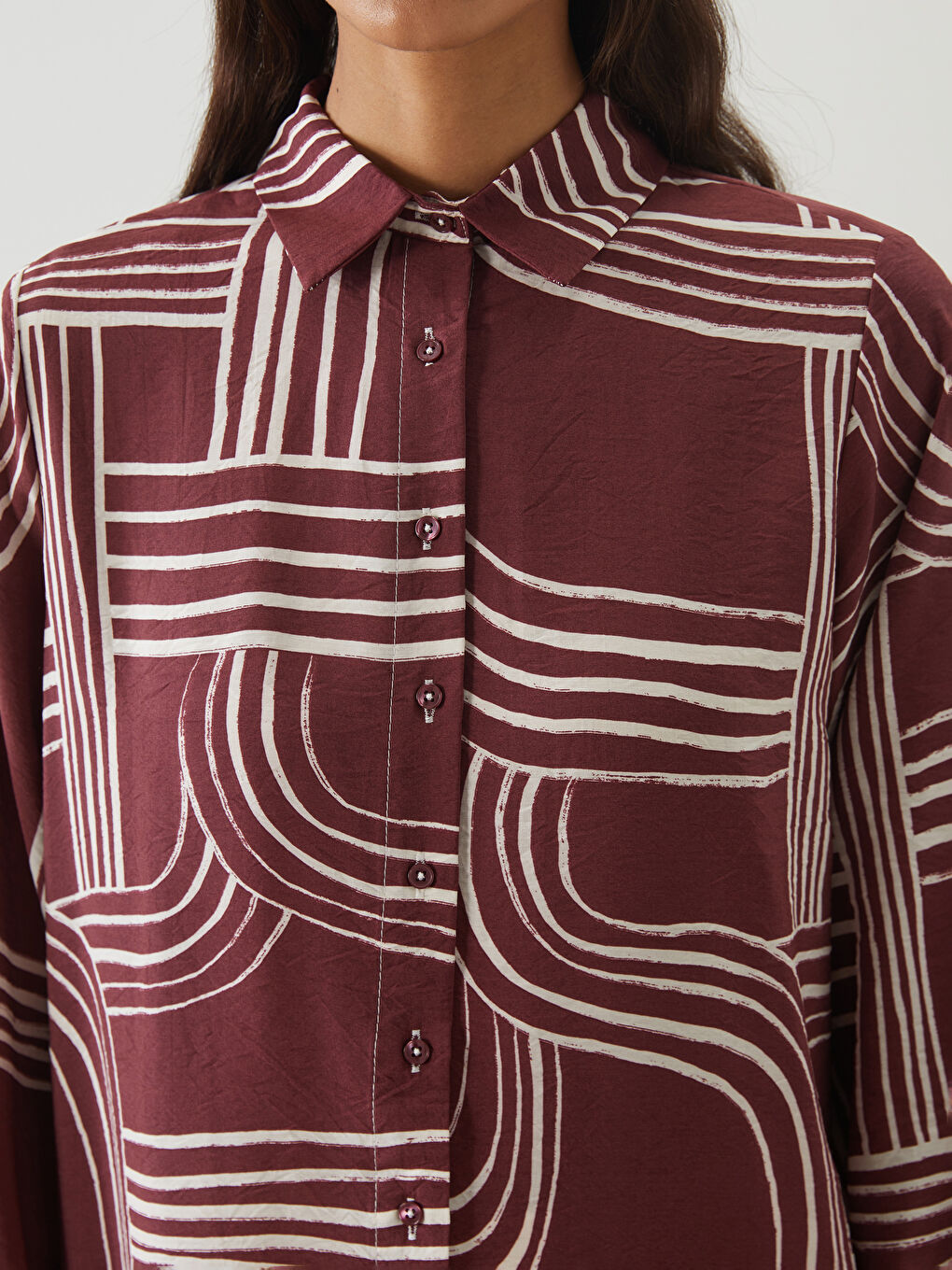 LCW Modest Patterned Women's Shirt Tunic -S5FE23Z8-LQY
