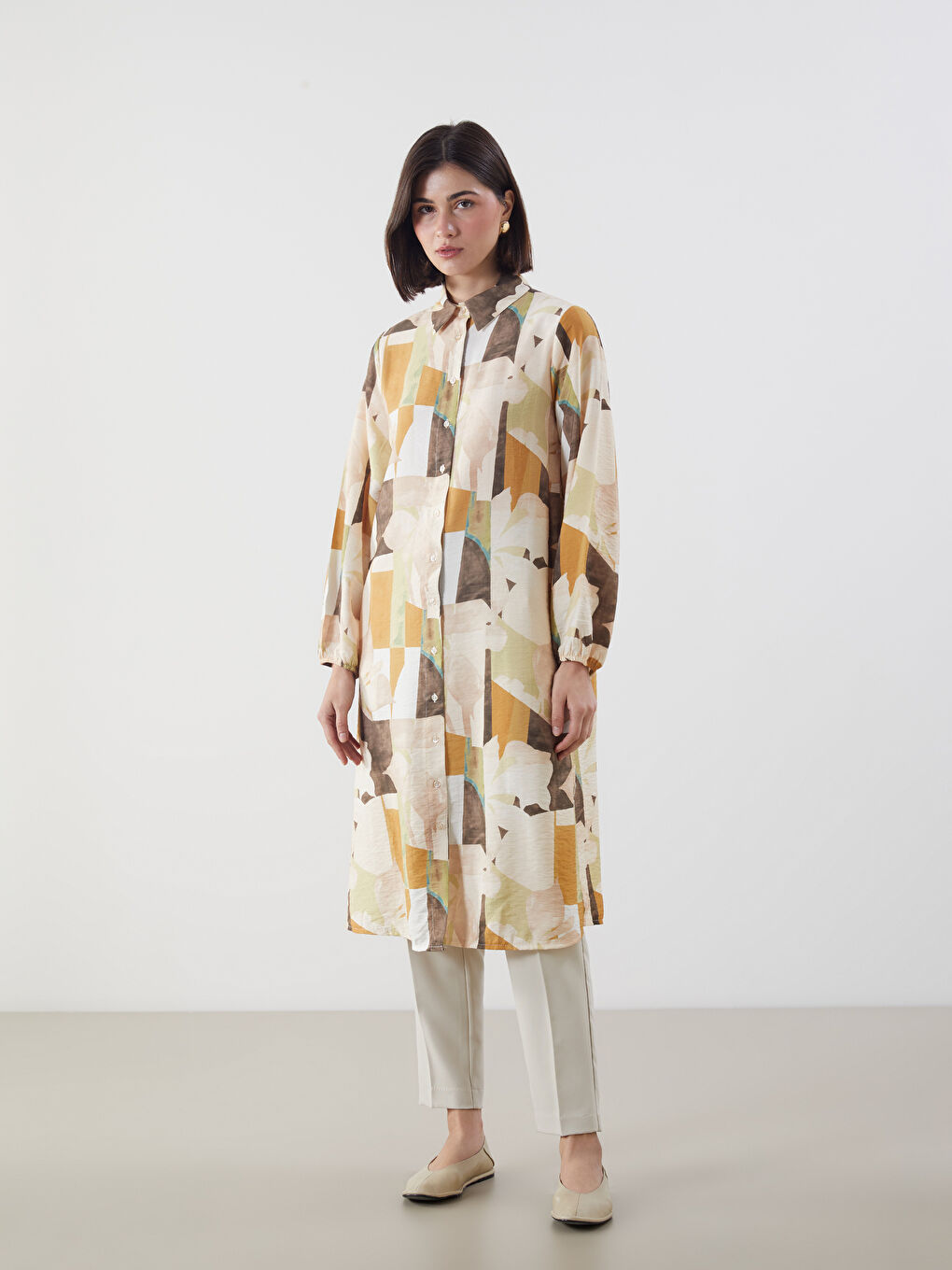 Patterned Women's Shirt Tunic -S5FE23Z8-LRA