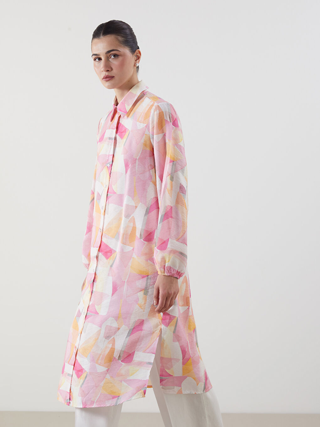LCW Modest Patterned Women's Shirt Tunic -S5FE23Z8-LT4